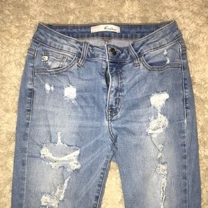 Mid rise distressed jeans